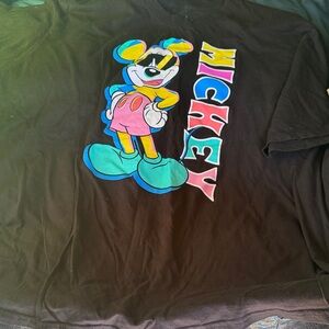 Disney Black Tee with Colorful Mickey Design